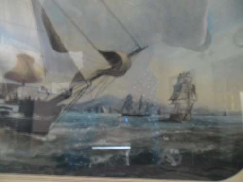 Very Rare old Le Bresilien French Paris sailing ship print framed with glass size 69cm x 49cm