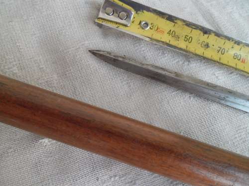 Very rare sword wood walking stick 920mm lg with brass fittings with sword 455mm lg inside