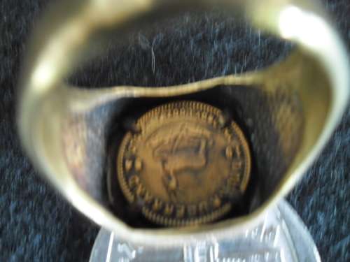 Stunning used 1/10 Paul Kruger coin in heavy ring stamped 18ct NOT GOLD weighs 9.32 grams