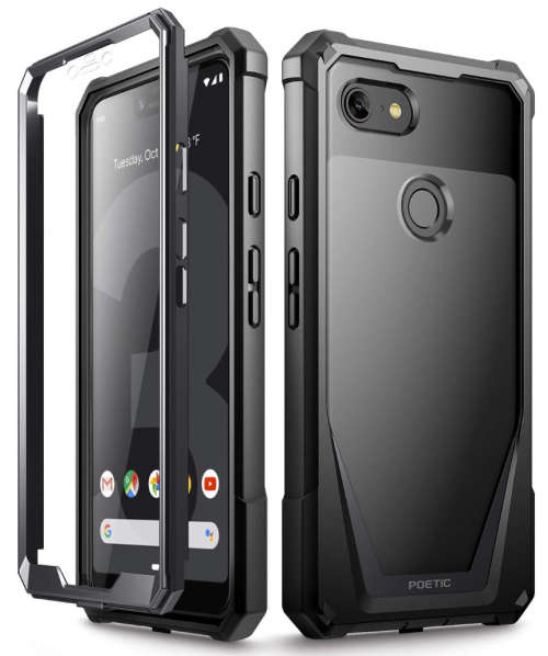 GOOGLE PIXEL 3 XL PREMIUM FULL BODY RUGGED GUARDIAN CASE BLACK w/BUILT-IN SCREEN PROTECTOR | INSTOCK
