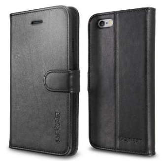 IPHONE 6 PREMIUM WALLET FLIP COVER CASE BLACK SPIGEN | INSTOCK