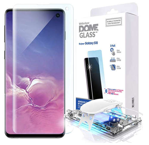 SAMSUNG GALAXY S10 TEMPERED SCREEN PROTECTOR 3D CURVED DOME GLASS WHITESTONE | INSTOCK