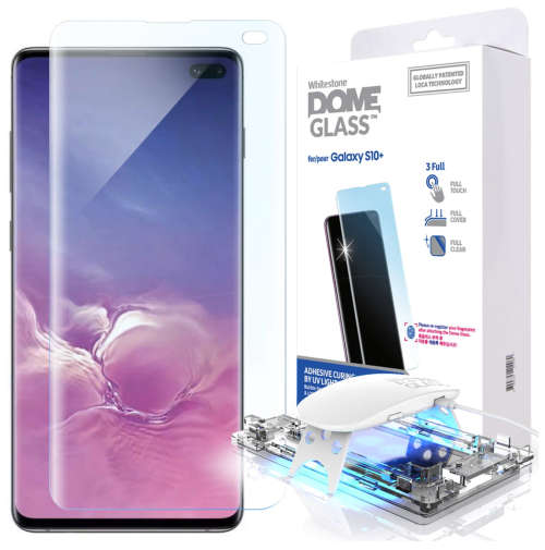 SAMSUNG GALAXY S10+ TEMPERED SCREEN PROTECTOR 3D CURVED DOME GLASS WHITESTONE | INSTOCK