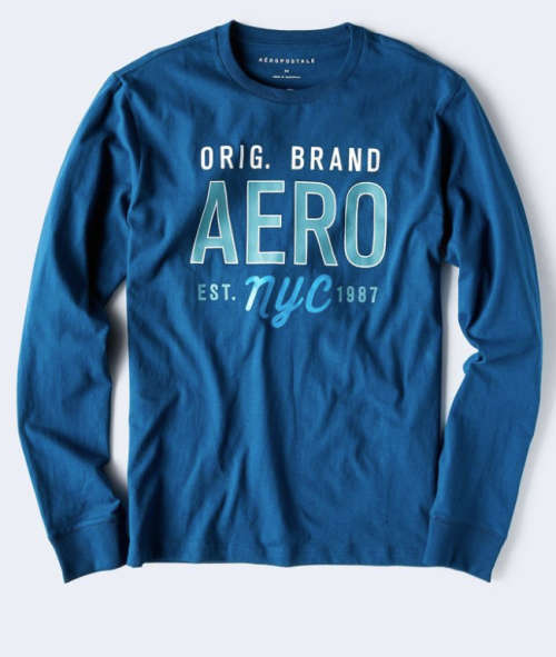 AERO LONG SLEEVE BRAND LOGO GRAPHIC TEE | AEROPOSTALE