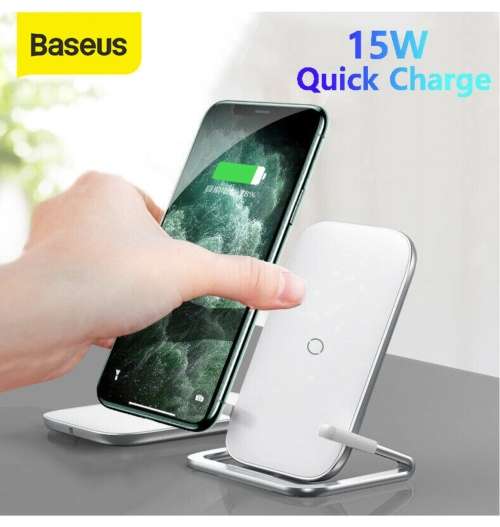 BASEUS 15W QI FAST CHARGING WIRELESS CHARGER STAND BLACK | INSTOCK