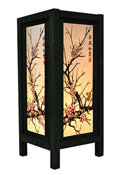 THAI VINTAGE ASIAN ORIENTAL WOOD PAPER TABLE LIGHT DRAGON