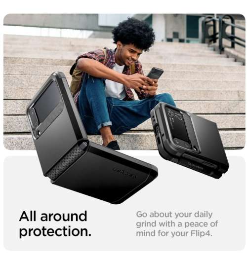 SAMSUNG GALAXY Z FLIP 4 PREMIUM TOUGH ARMOR CASE BLACK SPIGEN | INSTOCK