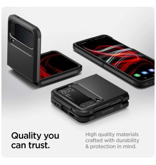 SAMSUNG GALAXY Z FLIP 4 PREMIUM TOUGH ARMOR CASE BLACK SPIGEN | INSTOCK
