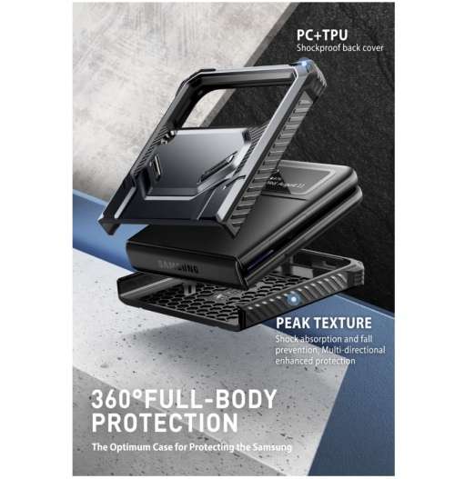 SAMSUNG GALAXY Z FLIP 4 PREMIUM FULL BODY ARMORBOX PROTECTIVE HOLSTER CASE BLACK I-BLASO | INSTOCK