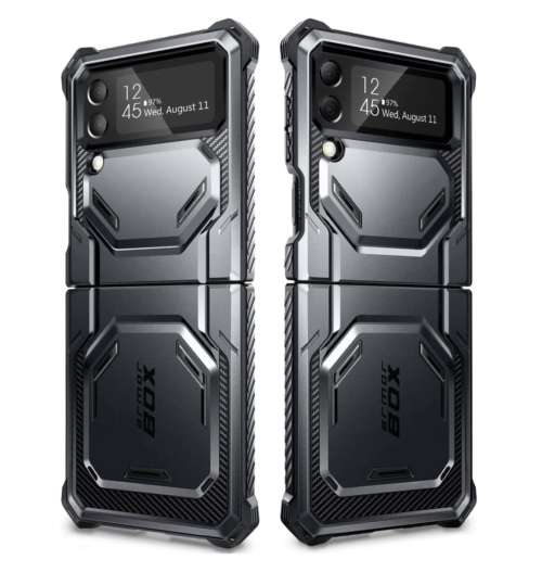 SAMSUNG GALAXY Z FLIP 4 PREMIUM FULL BODY ARMORBOX PROTECTIVE HOLSTER CASE BLACK I-BLASO | INSTOCK