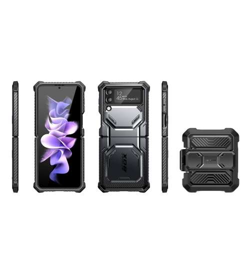 SAMSUNG GALAXY Z FLIP 4 PREMIUM FULL BODY ARMORBOX PROTECTIVE HOLSTER CASE BLACK I-BLASO | INSTOCK