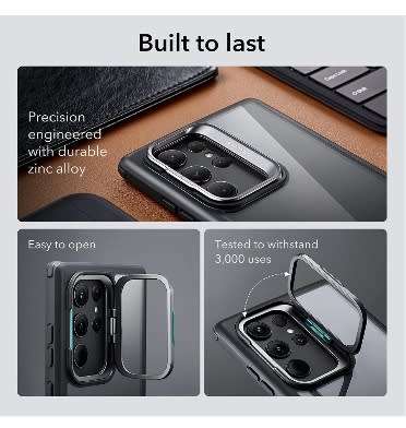 SAMSUNG GALAXY S23 ULTRA PREMIUM SHOCK ARMOR KICKSTAND CASE CLEAR/BLACK | ESR