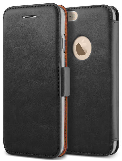 iPhone 6 Plus Premium Vintage Leather Wallet Flip Case By Verus | Black | InStock