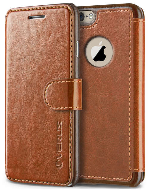 iPhone 6 Premium Vintage Leather Wallet Flip Case By Verus | Brown | INSTOCK