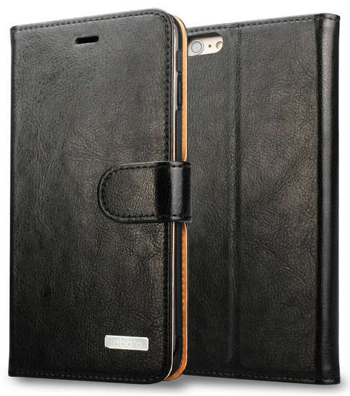 iPhone 6 Plus Premium Genuine Natural Leather Wallet Case | Vintage Black | INSTOCK