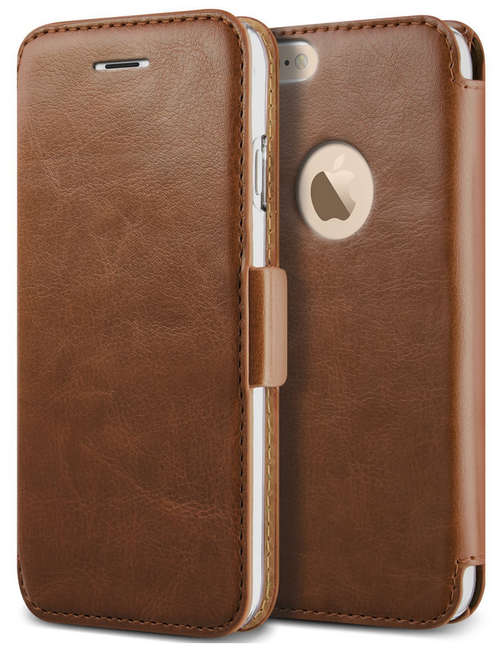 iPhone 6 Plus Premium Vintage Leather Wallet Flip Case By Verus | Brown | INSTOCK