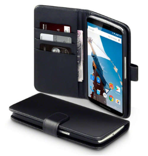 Nexus 6 Premium Executive Leather Wallet Case | Black | INSTOCK