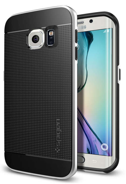 SAMSUNG GALAXY S6 EDGE PREMIUM NEO HYBRID CASE SATIN SILVER | SPIGEN | INSTOCK
