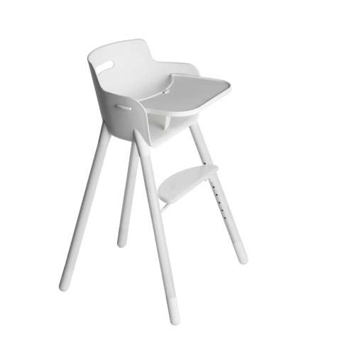 Flexa High Feeding Chair with tray -Full White