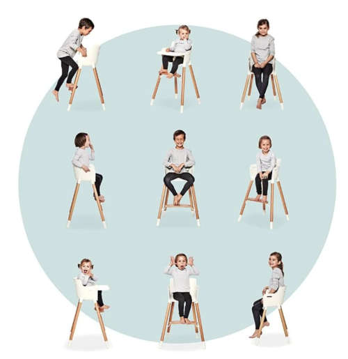 Flexa High Feeding Chair with tray -Full White