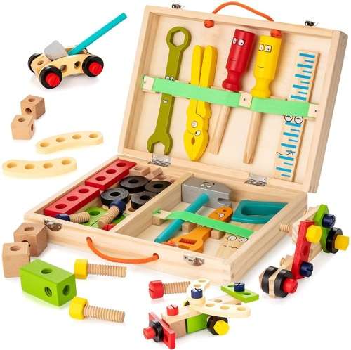 Wooden Carpenters Tool Box Toy