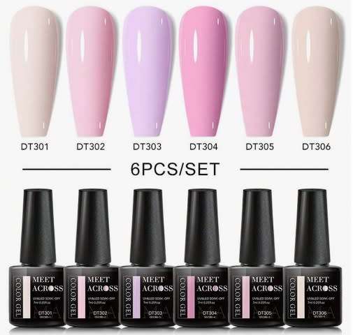 6 Colour Gel Nail Polish Kit - Multicolur