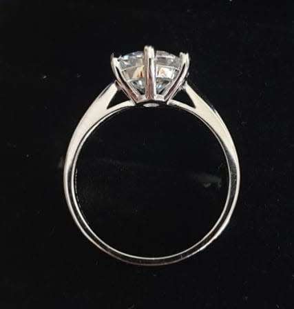 Stunning Certified 3.00ct Moissanite Solitaire Engagement ring 18K White Gold over .925 Size N (7) S