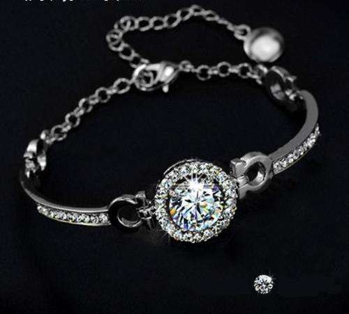 Sparkling Cr. Diamond- Huge 3.5ct Solitaire Engagement Tennis Bracelet