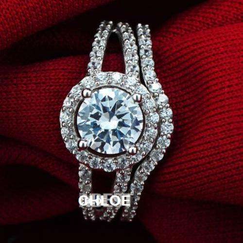 Stunning!!!925 Sterling Silver Ring  5 Carat Cr.Diamond Wedding Engagement- Size 7