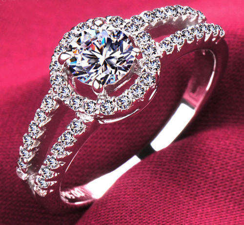 Stunning 1.5 carat 7mm Cr. diamond 925 sterling silver Engagement ring- Size 7