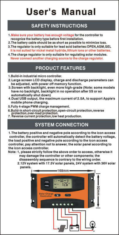 30A Smart Solar Charge Controller Wind Solar Hybrid Charge Controller with LCD