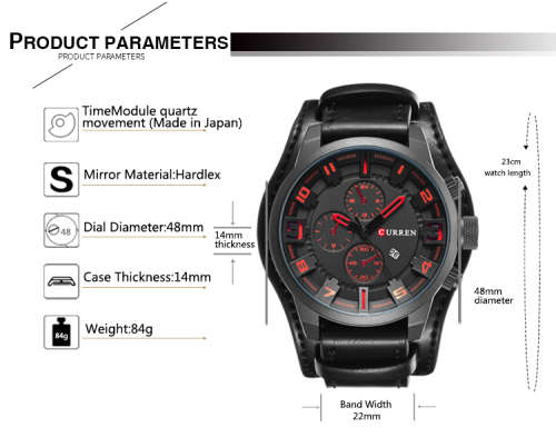 CURREN Top Brand Luxury Mens Watch Men Watches Male Casual Quartz Wristwatch Leather Military Waterp