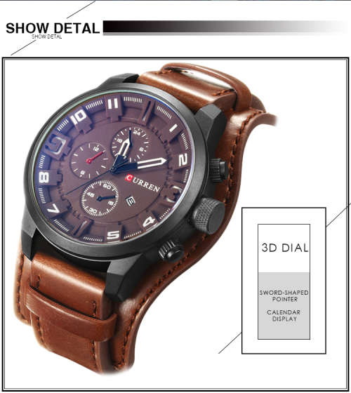 CURREN Top Brand Luxury Mens Watch Men Watches Male Casual Quartz Wristwatch Leather Military Waterp