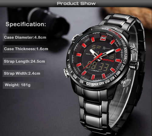 NAVIFORCE Mens Quartz Analog Watch Luxury Fashion Sport Wristwatch Waterproof Stainless Male Watches