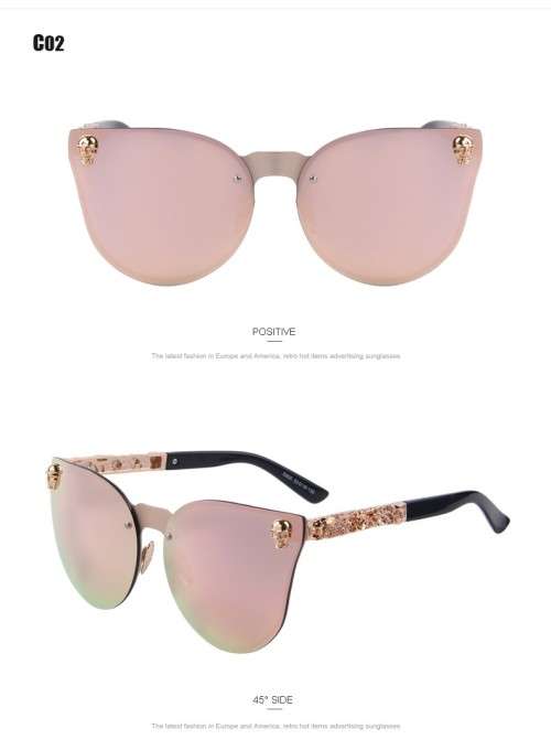MERRY'S Fashion Women Gothic Eyewear Skull Frame Metal Temple Oculos de sol UV400