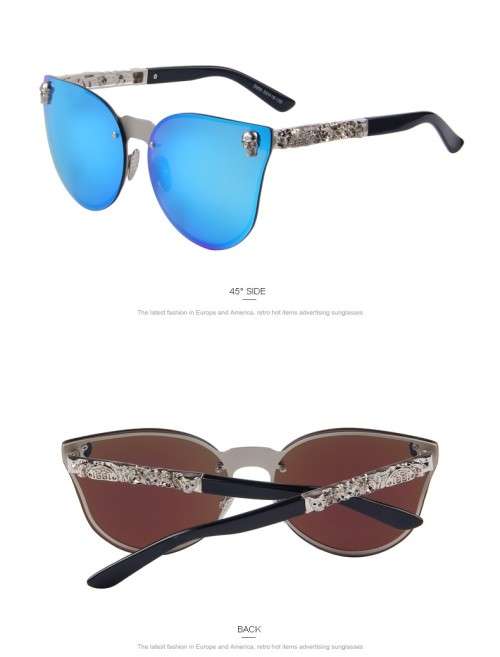 MERRY'S Fashion Women Gothic Eyewear Skull Frame Metal Temple Oculos de sol UV400