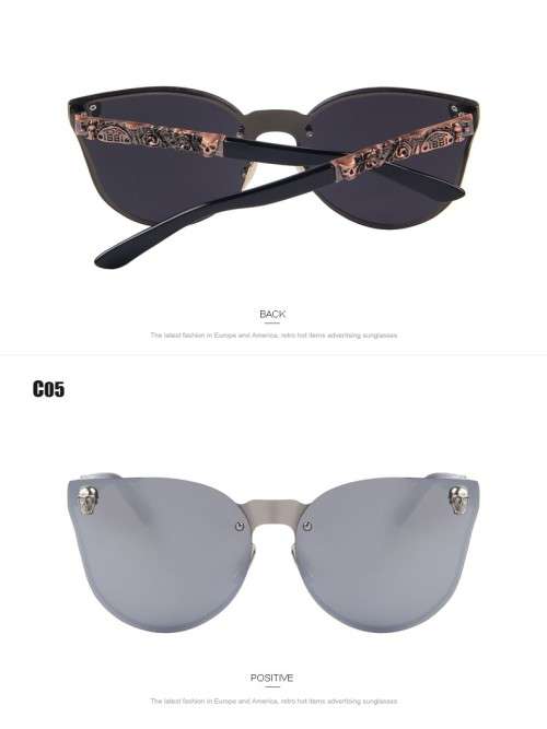 MERRY'S Fashion Women Gothic Eyewear Skull Frame Metal Temple Oculos de sol UV400