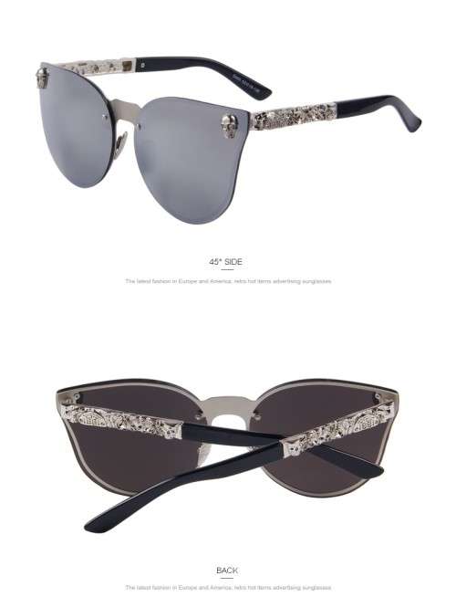MERRY'S Fashion Women Gothic Eyewear Skull Frame Metal Temple Oculos de sol UV400