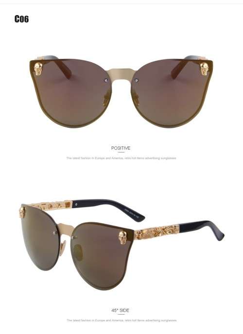 MERRY'S Fashion Women Gothic Eyewear Skull Frame Metal Temple Oculos de sol UV400