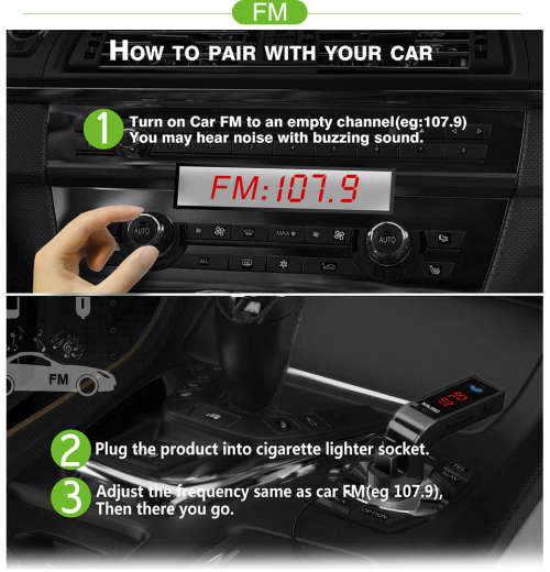 4-in-1 Hands Free Wireless Bluetooth FM Transmitter G7 + AUX Modulator Car Kit MP3 Player SD USB LCD