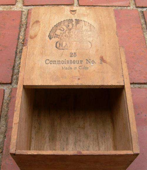 Wooden cigar box with sliding top