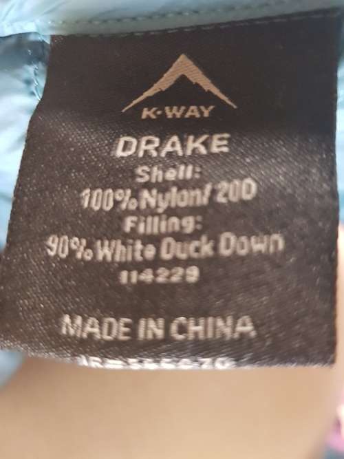 K-Way ''Drake'' Feather Winter Jacket Size L