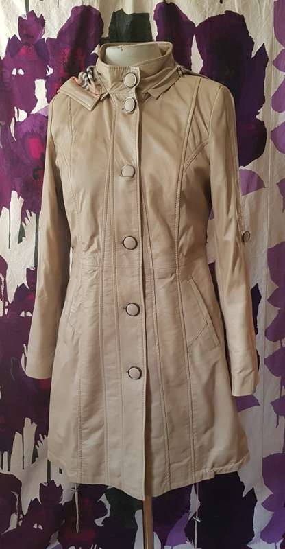 Genuine Leather Hooded jacket Size Small