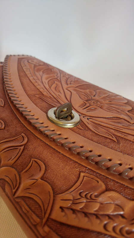 FLASH SALE 50% OFF  Vintage Tooled Genuine leather clutch bag
