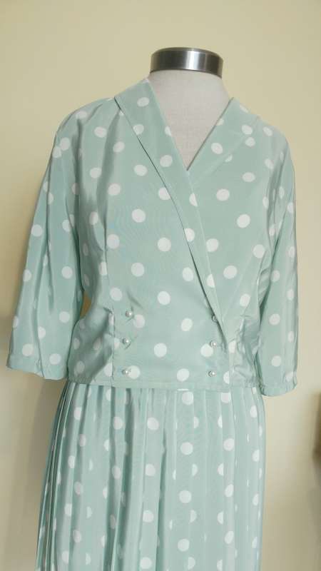 Vintage Polka dot 2 piece jacket and pleated skirt by Debenhams