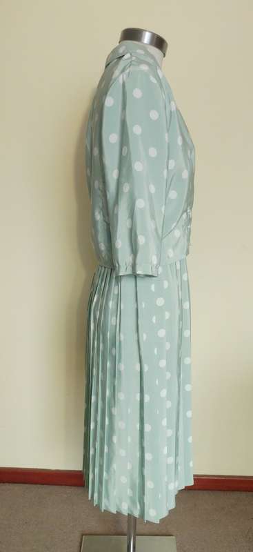 Vintage Polka dot 2 piece jacket and pleated skirt by Debenhams