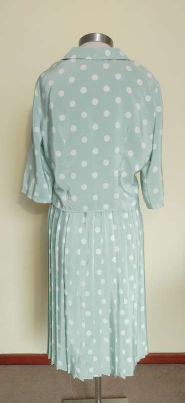 Vintage Polka dot 2 piece jacket and pleated skirt by Debenhams