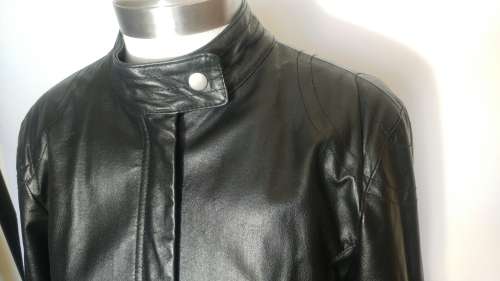 Woolworths Ladies Black Genuine Leather Jacket - Size 12
