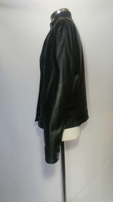 Woolworths Ladies Black Genuine Leather Jacket - Size 12