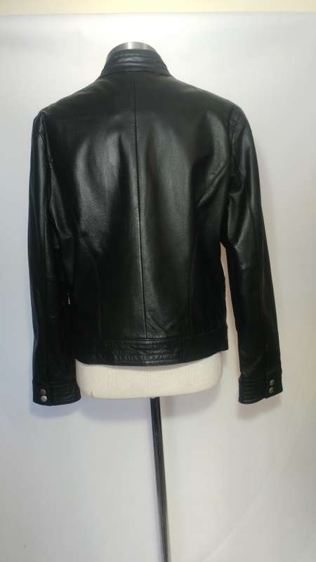 Woolworths Ladies Black Genuine Leather Jacket - Size 12